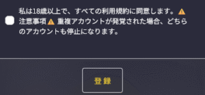ビッグベットカジノ 利用規約 登録ボタン