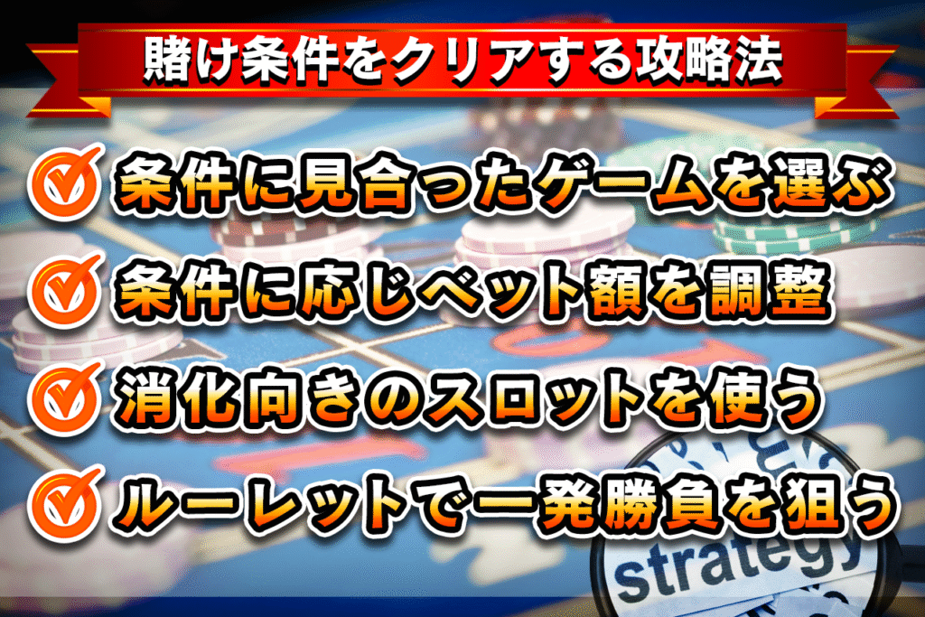 入金不要ボーナス賭け条件をクリアするための攻略法をご紹介