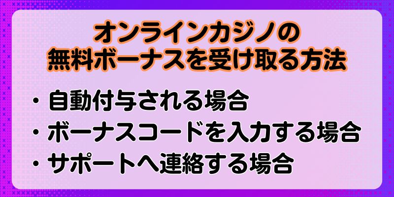 オンラインカジノ　無料　受け取る方法